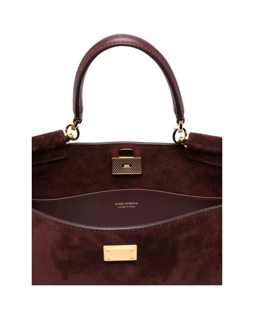 Dolce & Gabbana Red Vittoria Logo-Plaque Tote Bag