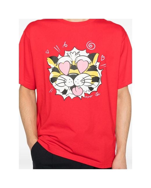 KENZO Red Graphic-Print T-Shirt for men