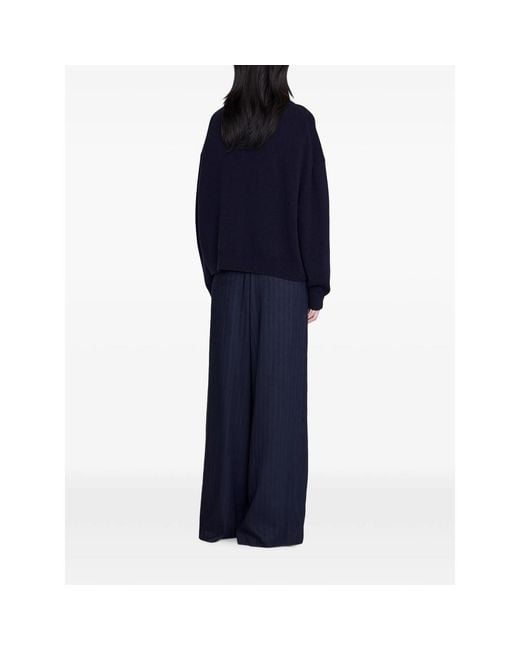 Anine Bing Blue Lee Polo Sweater