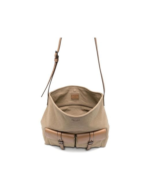 Prada Natural Neutrals Shoulder Bags for men
