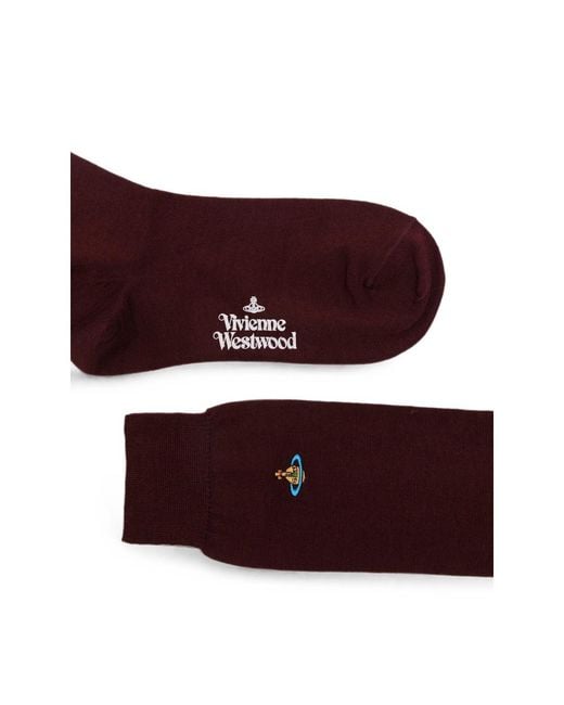 Vivienne Westwood Purple Orb-Embroidered Socks for men