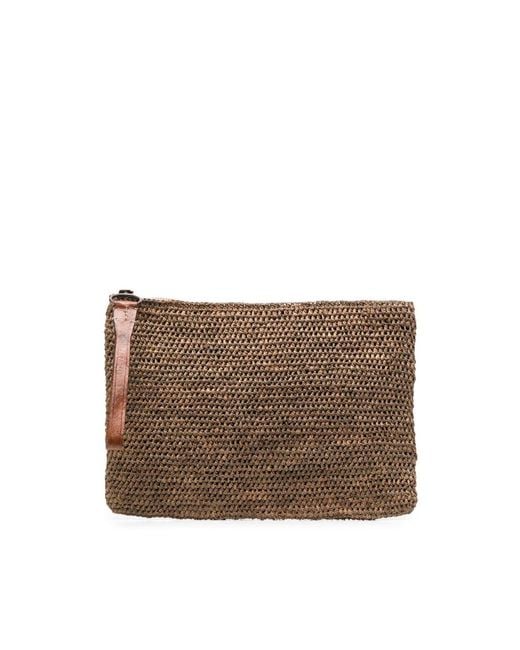 IBELIV Brown Nylon Polyester Clutch Bags