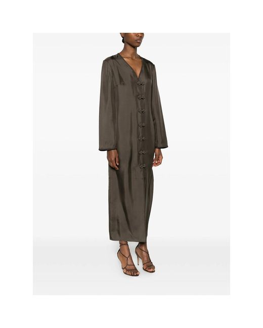 Rohe Brown Frog Button Midi Dress