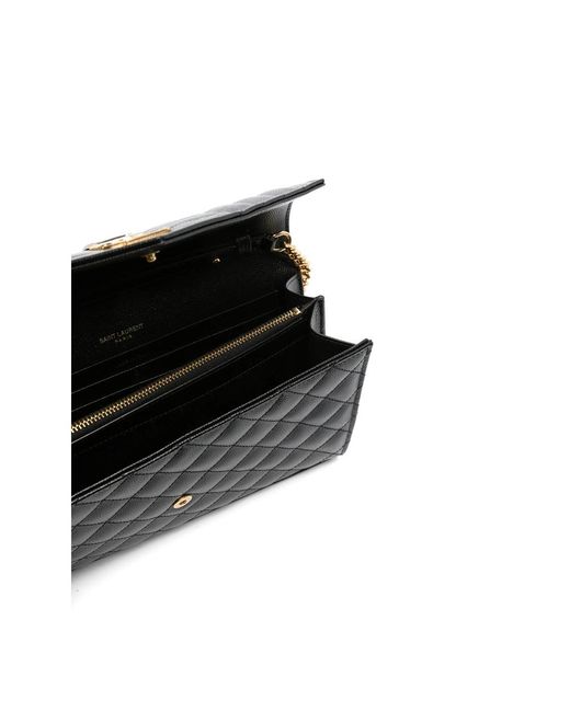 Saint Laurent Black Envelope Leather Cross Body Bag