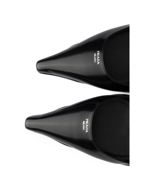 Prada Black Brushed-Leather D'Orsay Pumps