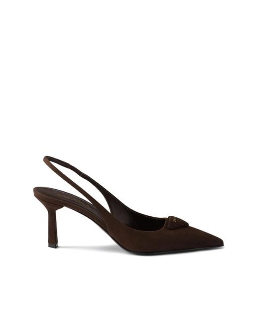 Prada Brown Suede Slingback Pumps
