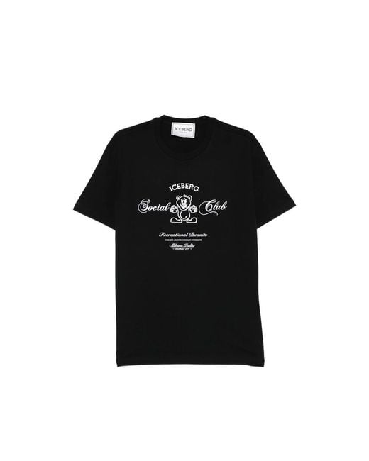 Iceberg Black Social Club Graphic T-Shirt for men