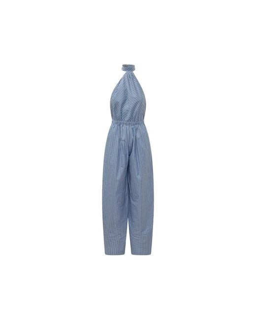 ANDAMANE Blue Amber Striped Jumpsuit