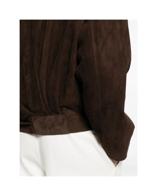 Simonetta Ravizza Brown Lavy Zip-Fastening Leather Jacket