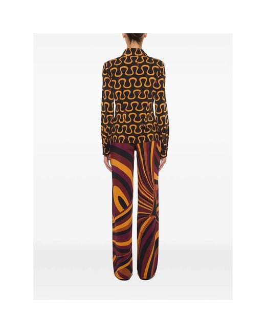 Emilio Pucci Red Iride Print Satin Jersey Pants