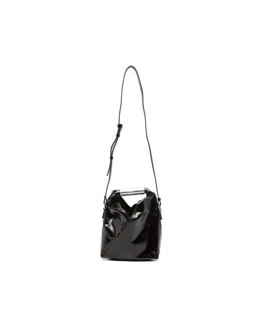 MM6 by Maison Margiela Black Japanese Patent Leather Tote Bag
