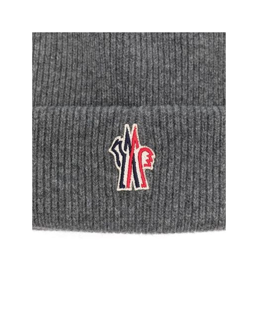 Moncler Gray Wool Beanie Hat for men