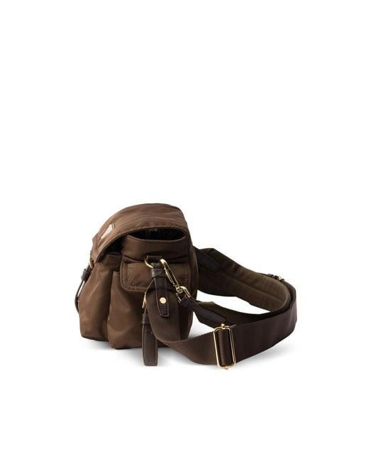 Prada Brown Explore Medium Re-Nylon Shoulder Bag With Flap