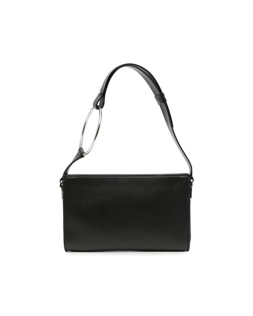 Dondup Black Ring-Handle Leather Tote Bag