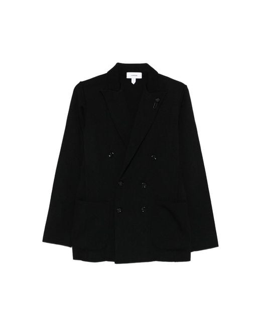 Lardini Black Double-Breasted Wool Jacket for men