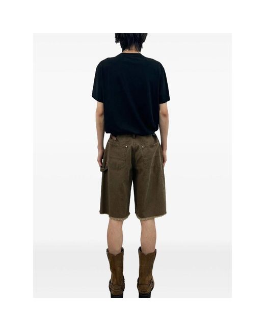 TONYWACK Green Frayed Carpenter Shorts for men