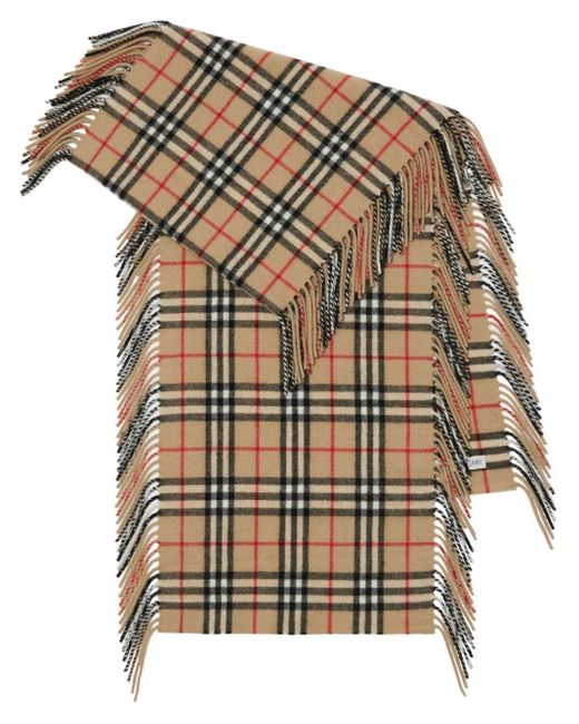 Burberry Brown Check-Pattern Cashmere Scarf