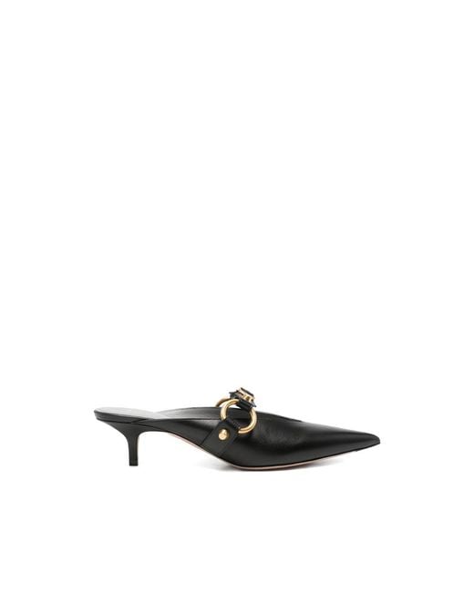 Balenciaga Black City Buckle-Detail Pointed-Toe Mules