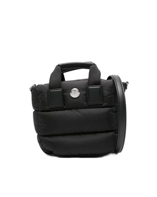 Moncler Black Mini Padded Logo-Plaque Tote Bag