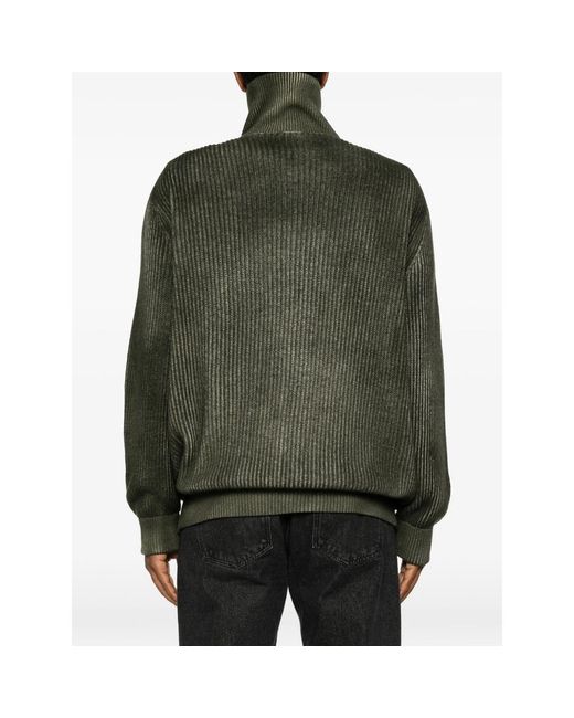 Avant Toi Green Ribbed-Knit Zip-Up Sweater for men