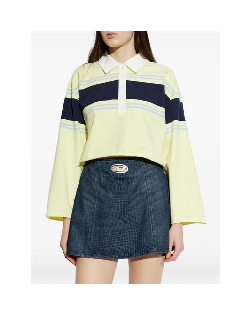Re/done Yellow Striped Polo Top