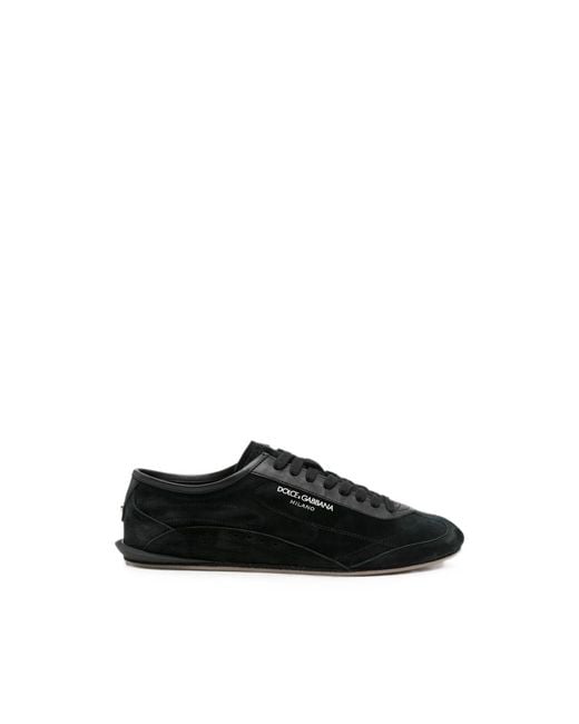 Dolce & Gabbana Black Panelled Logo-Print Sneakers for men