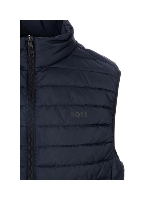 Boss Blue Quilted Zip Vest for men