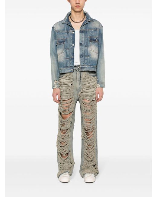 Rick Owens Gray Geth Distressed-finish Jeans for men