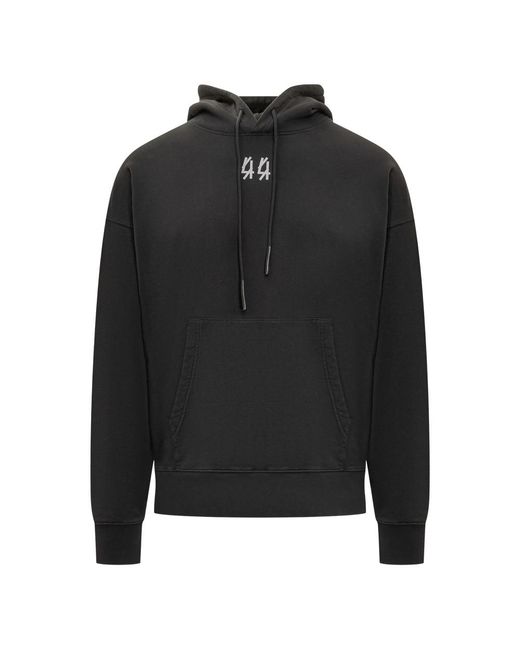 44 Label Group Black Logo-Print Hoodie for men