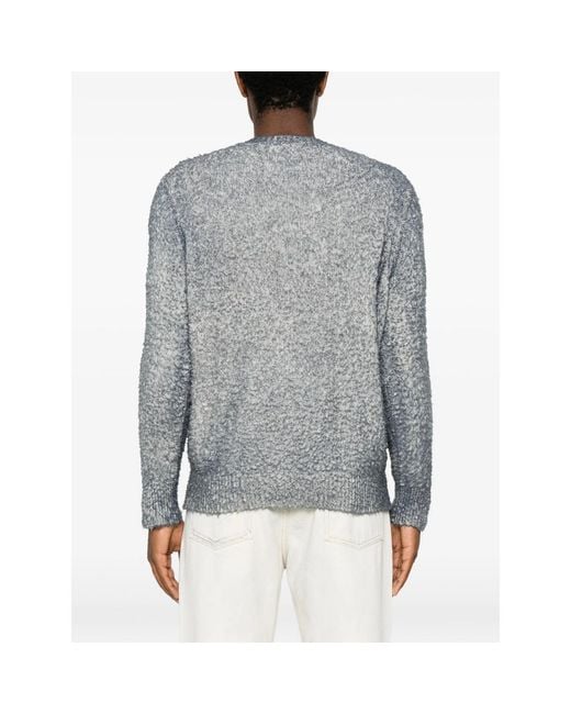 Avant Toi Gray Bouclé-Knit Crew-Neck Knitwear for men