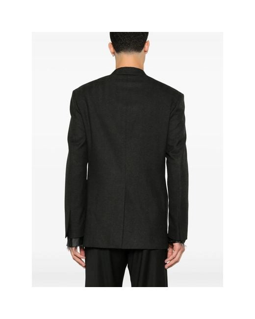 Eraldo Black Raw-Cut Blazer for men