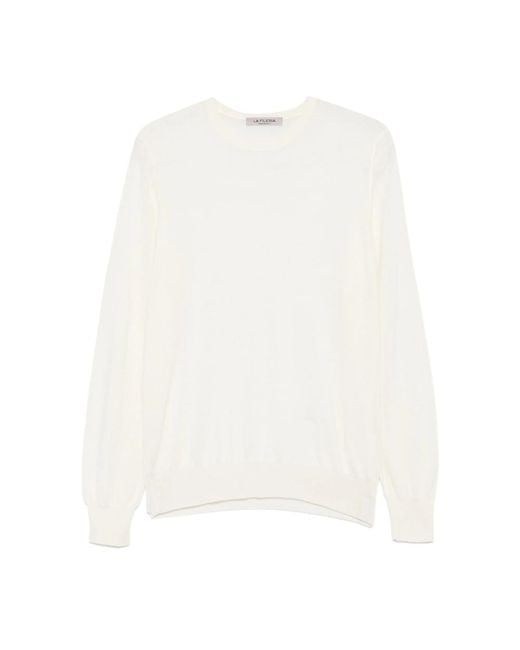 Fileria White Crew-Neck Wool Sweater for men