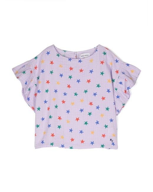 Bobo Choses Pink Star-Pattern Woven T-Shirt