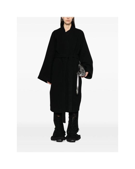 Rick Owens Black Belted Oversized Coat