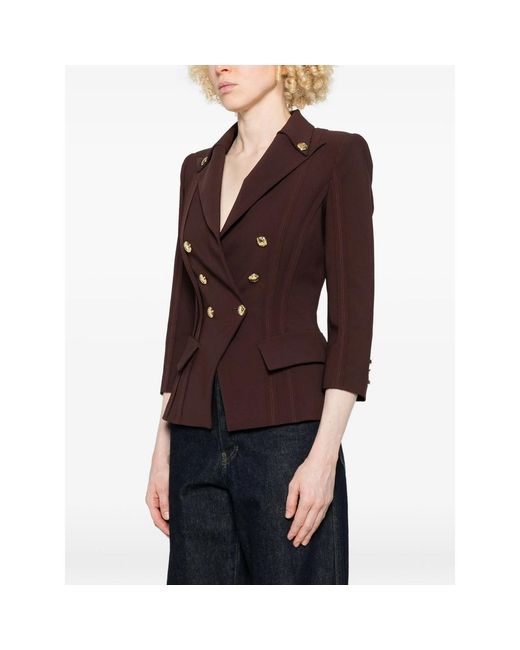 Elisabetta Franchi Brown Double-Breasted Jacket
