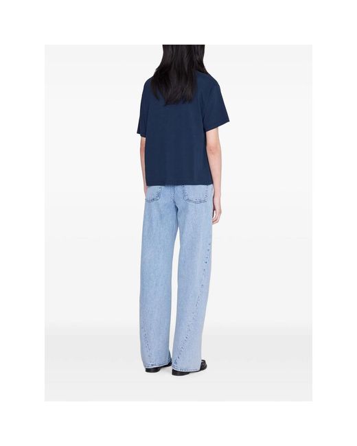 Anine Bing Blue Cade Logo-Detail Short-Sleeve T-Shirt