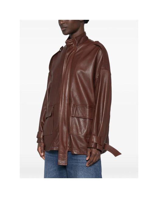 Giorgio Brato Brown Leather Zip-Up Jacket