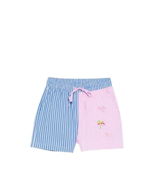 SUSANNA BLU Blue Striped Embroidered Shorts
