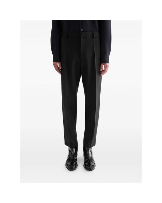 Jil Sander Black Tapered Cropped-Leg Trousers for men