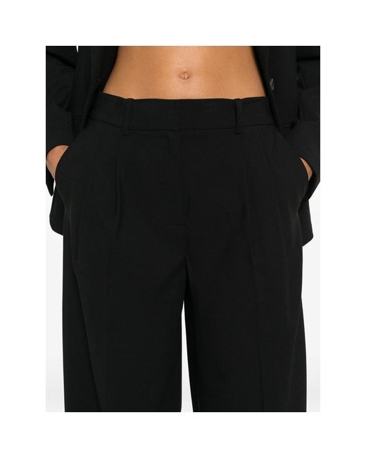 Calvin Klein Black Pleated Wide-Leg Trousers