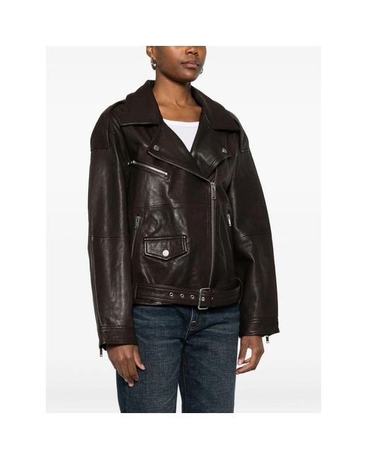 Gestuz Black Belted Leather Jacket