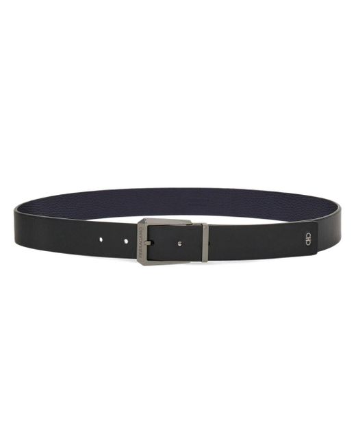 Ferragamo Black Logo-engraved Reversible Leather Belt for men