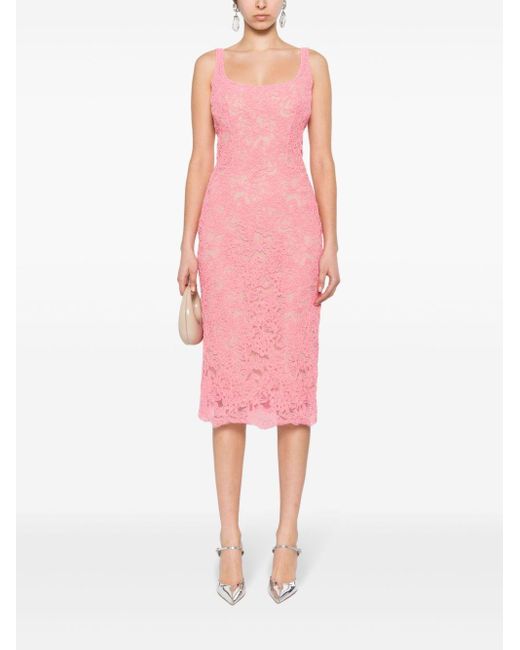Ermanno Scervino Pink Lace Midi Dress