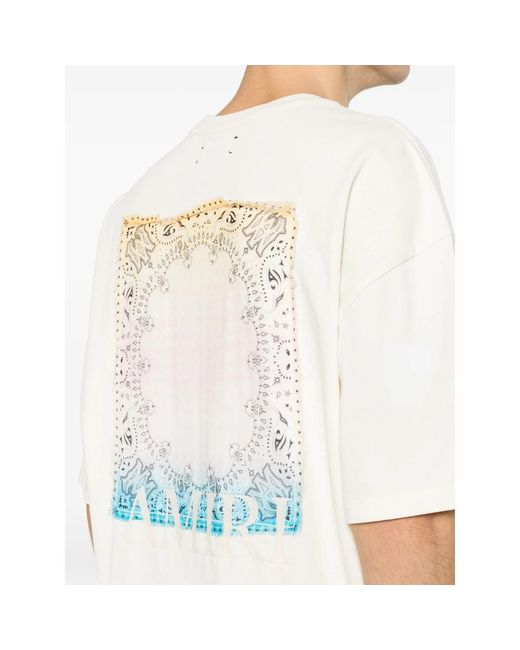 Amiri White T-Shirt Ivory Bandana Patch for men