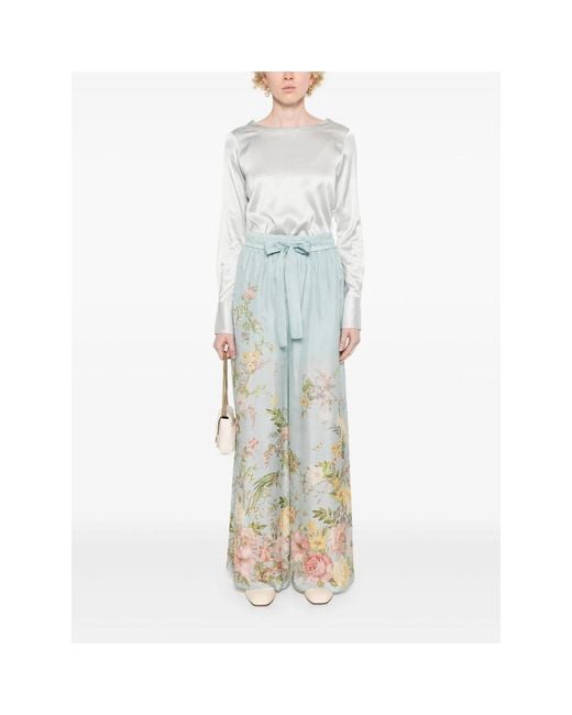 Mazzarelli White Boat-Neck Satin Blouse