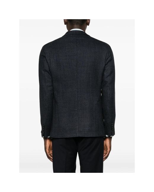 Tagliatore Blue Houndstooth Single-Breasted Blazer for men