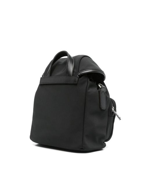 Moncler Black Logo-Embossed Foldover Backpack