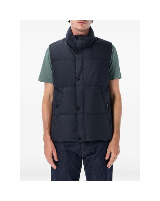 Stone Island Blue Quilted Padded Gilet for men