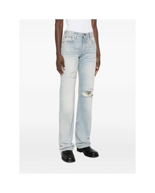 Haikure Blue Distressed Straight-Leg Jeans