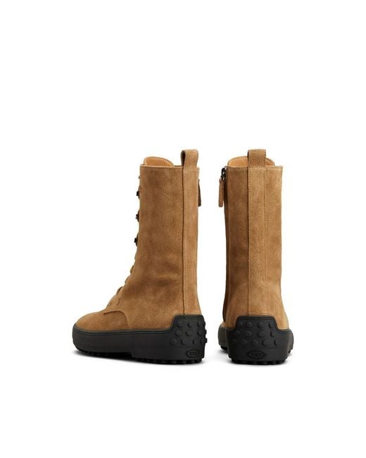 Tod's Brown Suede Combat Boots